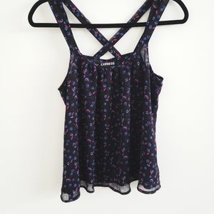 Express floral sheer flowy blouse tank